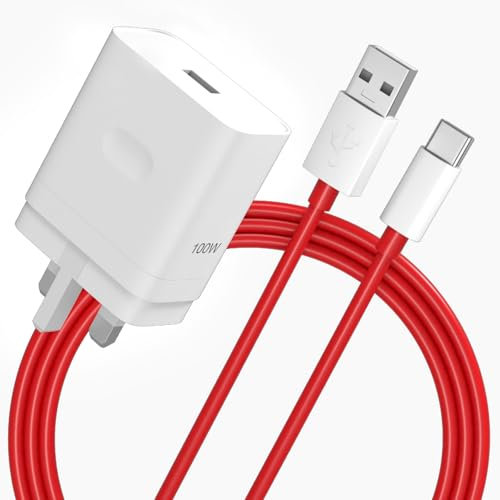 100W for Oneplus 12 12R 11 10 Pro Charger SuperVooc Warp Charger for Oneplus 9 Pro 10T 10R 8T 8 Dash Charge 80W Power Adapter for One Plus Oppo Realme Fast Wall Charge Adapter with 3ft USB C Cable
