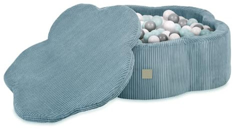 MISIOO Piscine à balles, motif floral/nuage, pour bébé et enfant, 95 x 30 cm, tissu de qualité supérieure, piscine à balles, pour bébé à partir de 1 an, avec tapis et 200 balles, parfaite pour les