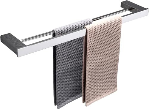 Double porte-serviettes mural moderne avec finition polie Longueur 80 cm