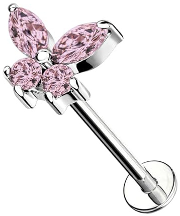 AWAKEN Lappen-Ohrringe Tier Borchies mit Kristallen Knorpel/Helix/Tragus in Chirurgenstahl 316L