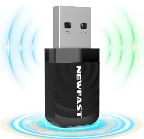 NEWFAST Clé WiFi Puissante AC1300 Mbps,2.4G/5.8GHz Adaptateurs USB WiFi,Nano Clé WiFi pour PC,MU-MIMO,Double Bande Clé USB WiFi Compatible avec Windows 11/10,Mac 10.11~10.15
