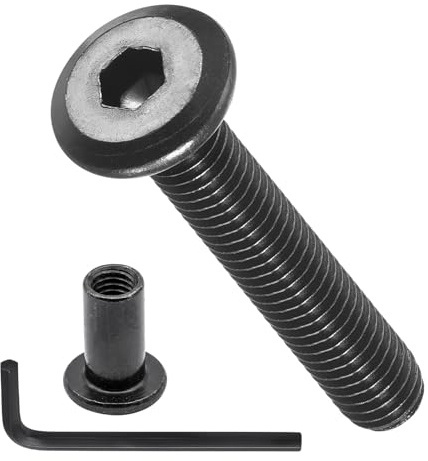 METALLIXITY Furniture Crib Screw Replacement Set M6-1x35 24Pcs | with Wrench Galvanization Connector Bolts M6 Screw Barrel Nuts Binding Screw, for Chair Cabinet Bed, Black