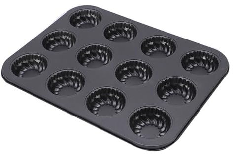 TAIHE Muffinform Blech, Muffin Backform für 12 Muffins, Muffinblech mit Antihaftbeschichtung, Muffinbackform aus Stahlblech, BPA-frei, 35,5 x 26,5 x 3cm, für Cupcakes, Brownies, Basic Baking