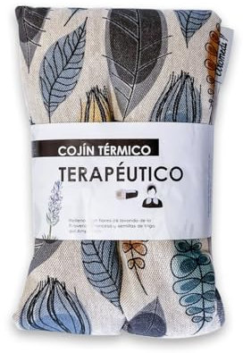 AROMEDI Cojín Semillas Microondas, Saco Térmico de Semillas con Lavanda Natural y Trigo Cojín térmico para calmar el dolor. Retención de frío y calor. (48x15) (Hojas)