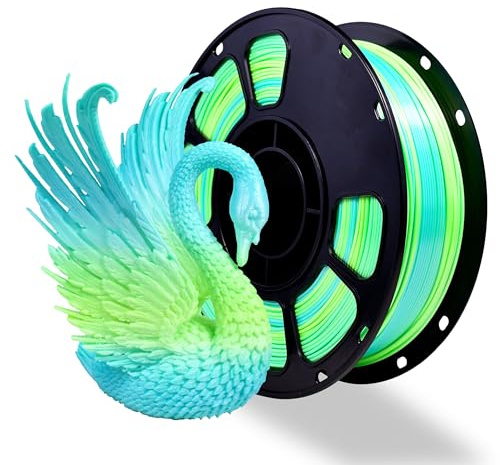 iBOSS Seide Gradient PLA+ 3D Drucker-Filament 1,75 +/- 0,02 mm, 1 kg Spule (2,2 lb) Zweifarbiges 3D-Druckfilament, passt für die meisten FDM-Drucker (Farbverlaufseide, Blau Grün)