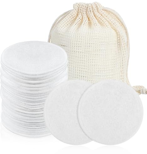 Classicseali 31 Stück Reusable Makeup Remover Pads, Abschminkpads Waschbar | Runde Waschbare Abschminkpads mit Netztasche, Weiche Wattepads Waschbar für Alle Hauttypen, Gesichtsreinigung und Hautpflege