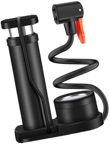 BUGUUYO Pompe À Main avec Manomètre Gonfleur Pneu Manuel pour Scooter Et Trottinette Pompe Air Portable 6.69 X 5.12 X 2.76 in pour Urgence Et Déplacement