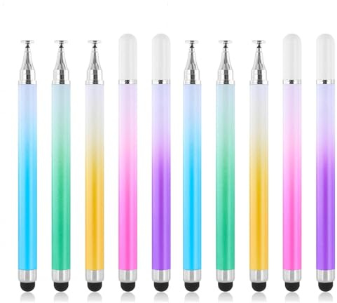 COZERI Pack of 10 Ballpoint Pens and Touchpens High Precision for All Smartphones and Tablets, Ideal for Drawing, Writing, Notes and Video Editing, Silicone Tip for Children