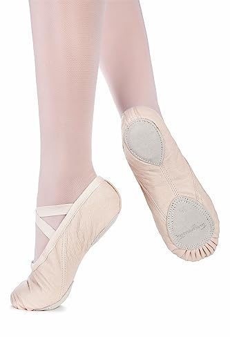 tanzmuster Ballettschuhe Mädchen und Damen - Toni - Leder - Geteilte Ledersohle - Gr. 22-45 - Ballettschläppchen für Kinder und Erwachsene - Tanzschuhe fürs Ballett