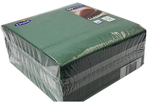 Duni Dinner-Servietten 4lagig Tissue geprägt Uni dunkelgrün, 40 x 40 cm, 50 Stück