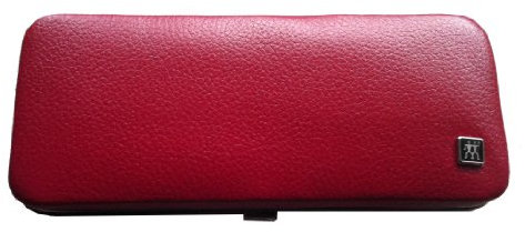 Zwilling 97457-035 Classic Inox Manicure-Etui (5-teilig), Leder-Rahmen-Etui (rot), Instrumente vernickelt