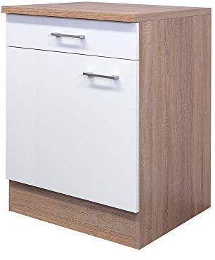 Flex-Well 00007533 Unterschrank Samoa weiß, Sonoma Eiche 60 x 85 x 60 cm