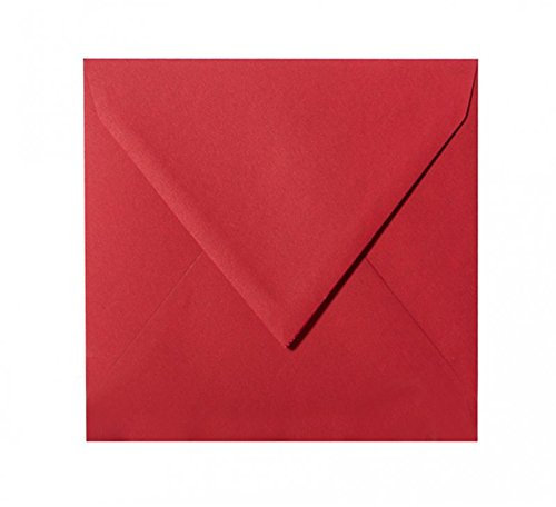 Paper24 100 quadratische Briefumschläge 125 x 125 mm, 12,5x12,5 cm, 120 g/m² mit Dreieckslasche Farbe: 11 Weinrot