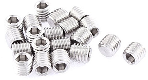 sourcing map M10x10mm Métrique 304 Inoxydable Acier Hexagonal Prise Ensemble Plat Point Vis sans Tête Argenté pour Porte-serviette Porte Bouton 20pcs