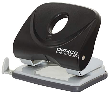 OFFICE PRODUCTS Locher/bis 30 Blätter/Mechanismus und Gehäuse aus Metall/Kunststoffarm (ABS)/ Farbe: schwarz/Rutschfeste Kunstsoffkappe für den Boden