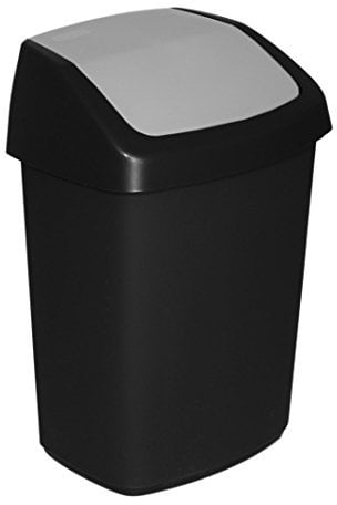 Curver Cubo de Basura con Tapa basculante 229392, de plástico, de 33,2 x 41 x 26,8 cm, con una Capacidad de 25 litros, de Color Negro y Gris
