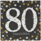Amscan 511965 - Servietten 80. Geburtstag, 16 Stück, 33 x 33 cm, Happy Birthday, Sparkling Celebration