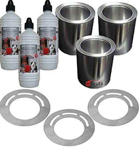 3 Liter Bioethanol Ethanol 3 Dose 3 Sparplatten Gelkamin Ethanolkamine Ofen Feuer Neu