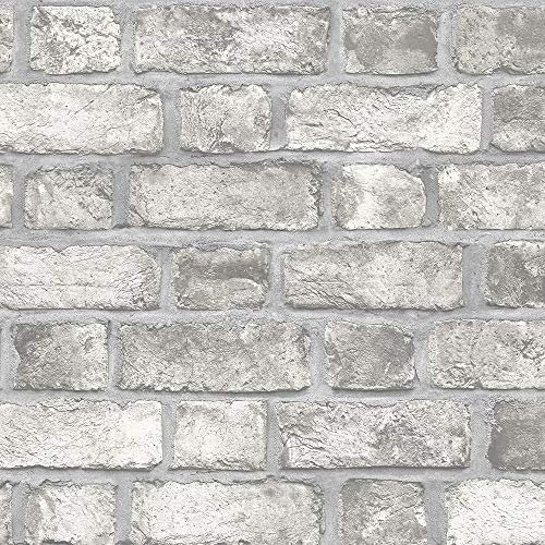 FH37517 - Homestyle Graphic Brick Design White Grey Galerie Wallpaper