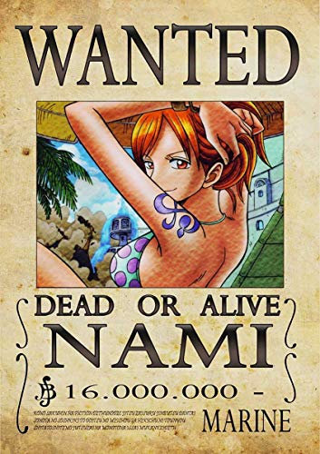 Poster One Piece Nami Wanted Anime Manga