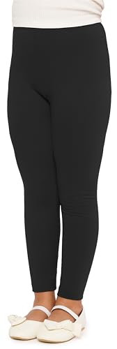 Merry Style Leggings Mädchen lange und bequeme Kinder Leggings aus Baumwolle MS10-225 (Schwarz, 140 cm)