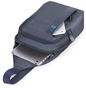 Piquadro P16 Monospalla in pelle e tessuto a due scomparti