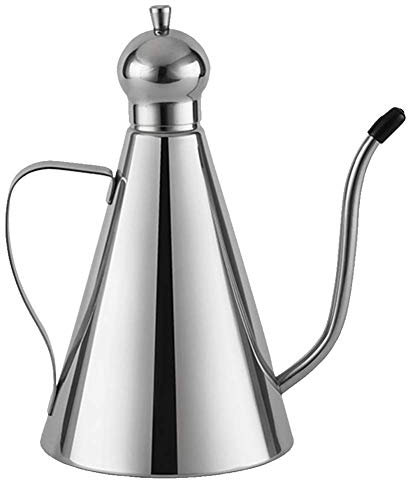Huile D'olive Distributeur MOOUK, Acier Inoxydable, 1L, Bouteille à Presser, Résistant à la Fuite, Pour Cuisine, Réutilisable, Argenté