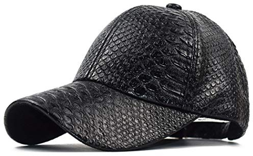 INOGIH Snakeskin-Leather Baseball-Cap Unisex Casual-Dad-Hat Adjustable Snapback for Women Men Black