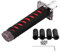 Qiilu Auto Schalthebel, Universal japanische Schwert Schaltknauf mit 4 Adaptern schwarz rot schaltknauf