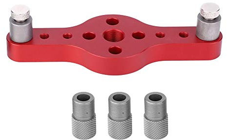 Holzbearbeitung Locher Dübel Jig Aluminiumlegierung Drill Guide Holz Löcher Locator Kit mit 3 Stück Bohrbuchse(rot)