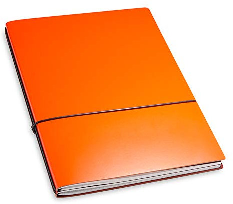 A4+, revolutionäre X17-Konferenzmappe/Projektmappe! Hefte austauschbar! = nachhaltig! Recyceltes Leder, orange; Inhalt: 2 Notizhefte (blanko, kariert), Made in Germany, 17 Jahre Garantie*