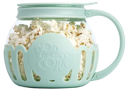 Ecolution Machine à popcorn micro-pop brevetée pour micro-ondes avec verre résistant à la température, couvercle 3 en 1 mesure les grains et fait fondre le beurre, fabriqué sans BPA, passe au