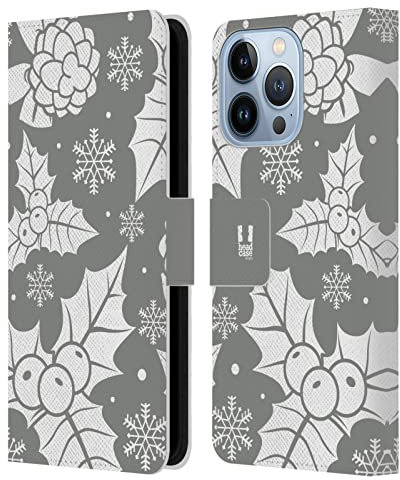 Head Case Designs Ornaments Silver Holiday Collection Leather Wallet Case Compatible With Apple iPhone 13 Pro
