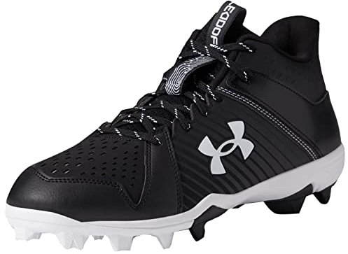 Under Armour Herren Leadoff Mid Rubber Molded Baseball Cleat Shoe, (001) Schwarz/Schwarz/Wei , 45.5 EU