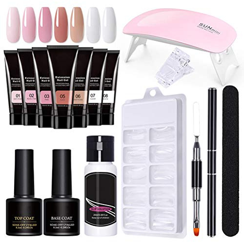 Nagelförlängning gelset, naglar, polygelnagel, snabbförlängning, nagelförlängning, UV-gelset, snabbyggande gel, manikyrset, allt-i-ett-kit, presentset, trendig nagel