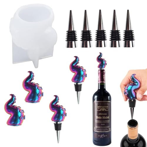 Koonafy Weinflaschenverschluss aus Kunstharz, Weinverschluss Resin Silikonform Oktopus Flaschenverschluss, für Wein Bier Champagner