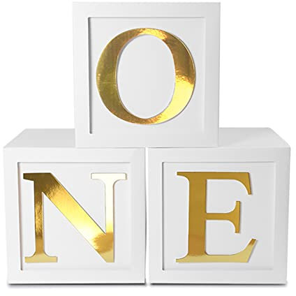 1 Geburtstag Junge Mädchen, Ballonbox 1. Geburtstag, 3 Stück One Ballon Boxen für Geburtstagsdeko 1 Jahr Junge, Babyparty, Baby Shower Deko, One Geburtstag Deko