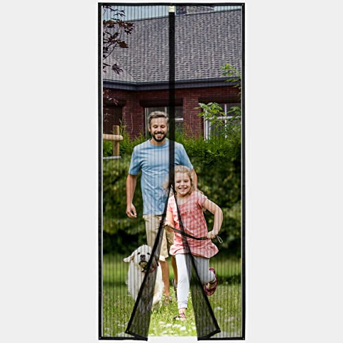Besreath Fliegengitter Magnet Tur, Balkontür Insektenschutz Fliegenvorhang Magnetisch Türe, Vorhang tür Terrassentür, Insektengitter Lamellenvorhang Magnetvorhang (90 x 210cm, schwarz)