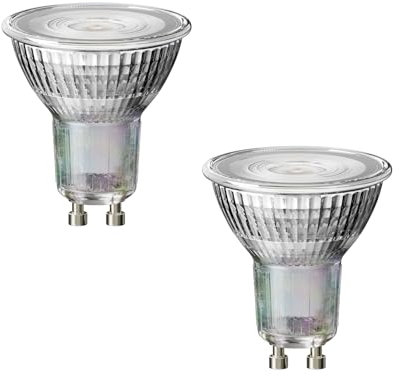 ledscom.de 2 ampoules LED GU10, PAR16, blanc chaud (2800 K), 6,3 W, 374lm, 70°, variateur à 3 niveaux, miroir réflecteur (argent)