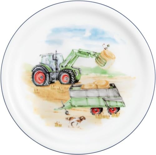 Seltmann 001.762032 Timeless Porzellan Frühstücksteller, Rund, Compact Mein Traktor 65151 Dekor, Bunt, 19cm Durchmesser