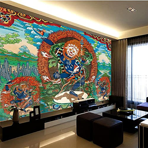 TANYANG Custom Large Mural Environmental Non-Woven Wallpaper Hd Big Buddha Buddhist Mural Buddha Like Thangka Wall Decor 430Cm(W)×300Cm(H)