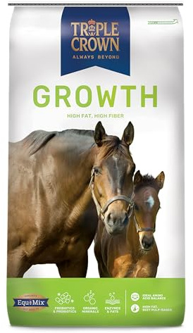 Triple Crown Growth Foal & Mare Feed, Textured Feed for Young Horses, Broodmares & Breeding Stallions, Horse Feed, 50 lbs