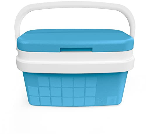 COM-FORT HOUSE - Nevera Portátil con Asa Rígida - Porta Alimentos para Camping, Playa, Acampada - Nevera Color Azul Cielo - Capacidad 16L