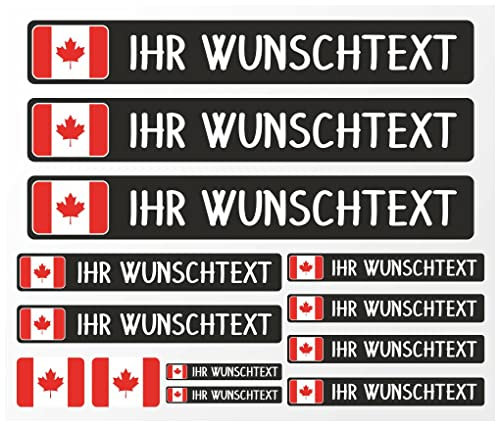 Samunshi® Fahrrad Namensaufkleber Kanada Flagge - Name für Auto Motorrad Fahrrad Helm - Aufkleber Sticker Set personalisiert - Tuningaufkleber