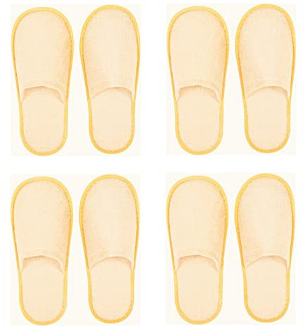 Kiuiom Pantofole Antiscivolo, Pantofole Ospiti Riutilizzabili, Ciabatte Ospiti Lavabili, 4 Paia Suola Antiscivolo Pantofole Chiuse Ciabatte Antiscivolo Pantofole Unisex (Giallo Tutto Incartato)