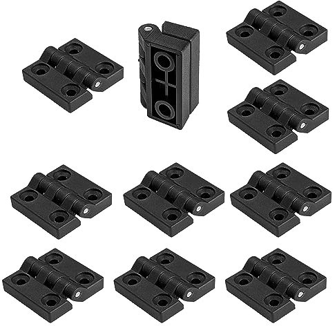 10 Scharniere 50x50mm aus Polyamid Kunststoff zum aufschrauben - für Türen Klappen Deckel ideal zur Verwendung mit T V Slot Profilen! | 3 Größen zur Auswahl……