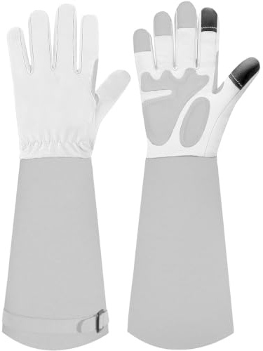 SLARMOR leather Gardening Gloves for Women/Men - Thorn Proof Cowhide Leather Rose/Blackberry Pruning Heavy Duty Garden Gloves Thick Palm Gauntlet Garden Work Gloves with Forearm Protection
