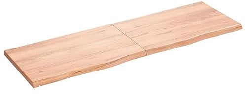 vidaXL Tischplatte, Schreibtischplatte mit Naturkante, Holztischplatte für Esstische Couchtische, Esstischplatte Couchtischplatte DIY Platte, Hellbraun Massivholz Eiche Unbehandelt