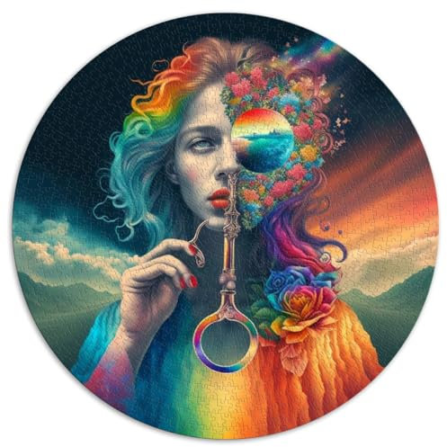 Rainbow_Spirit 1000-teiliges Puzzle für Erwachsene, kugelförmige Puzzles aus recyceltem Karton, 26,5 x 26,5 Zoll
