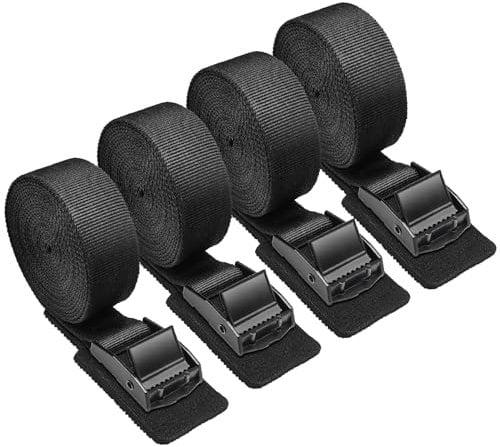 Aulese 4 Pièces Sangles Arrimage- Charge Maximale : 250 kg - 2,5 m - Sangles de Fixation avec Boucle en Acier Inoxydable - Sangles D'arrimage, Sangle Porte Velo pour Voiture, Porte-vélos et Camping